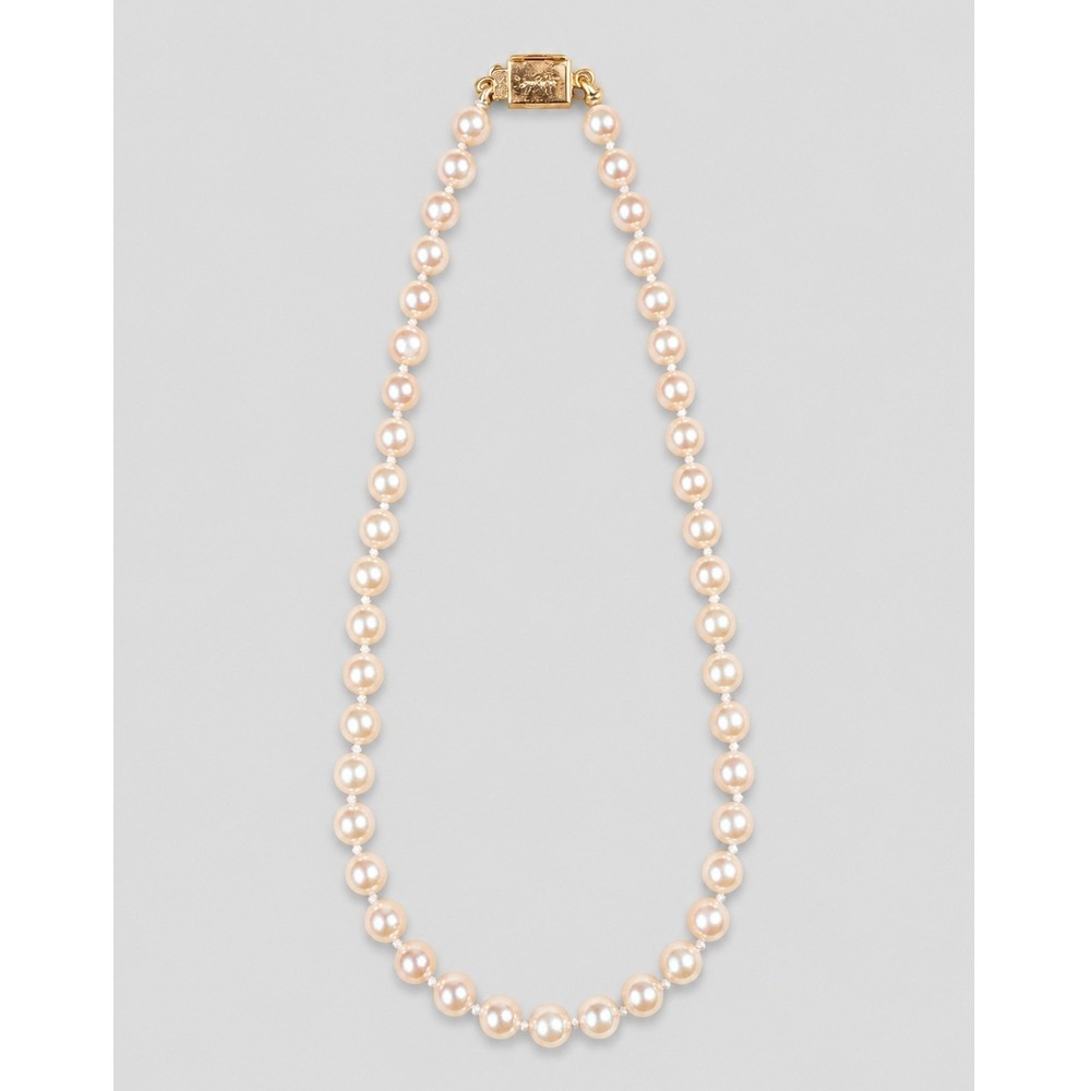 Vintage Faux Pearl Beaded Necklace Gold Tone Box Clasp 18" Wedding Classic